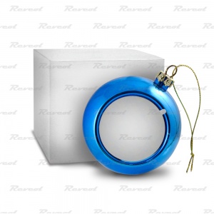 Шар елочный 8 см. диаметр, пластиковый, голубой, в упаковке фото
