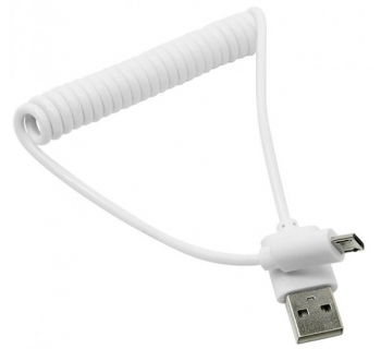 Дата-кабель Smartbuy USB - micro USB, спиральный, длина 1.0м, белый (iK-12sp white) фото