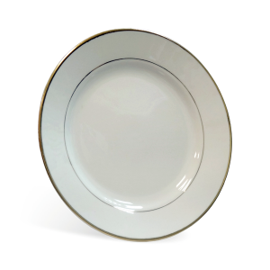 Тарелка белая с золотистой каемкой, размер нанесения 13,5 см (середина) фото