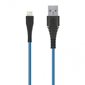 Дата-кабель Smartbuy USB 8pin "карбон" экстрапрочный 1,0 м до 2А синий (iK-510n-2 blue) фото