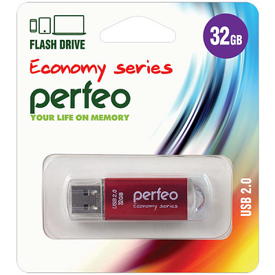 USB Perfeo 32GB E01 Red economy series  фото