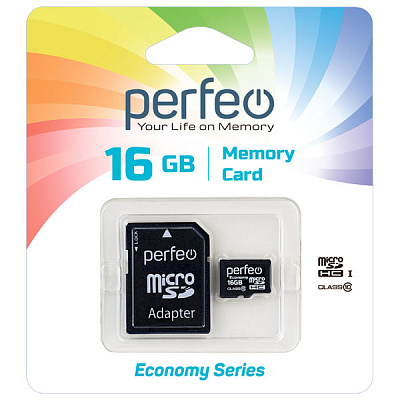 Карта памяти Perfeo microSD 16GB High-Capacity (Class 10) economy series фото
