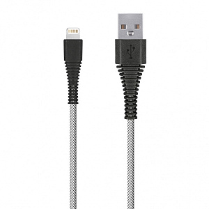 Дата-кабель Smartbuy USB 8pin "карбон" экстрапрочный 2,0 м до 2А белый (iK-520n-2 white) фото