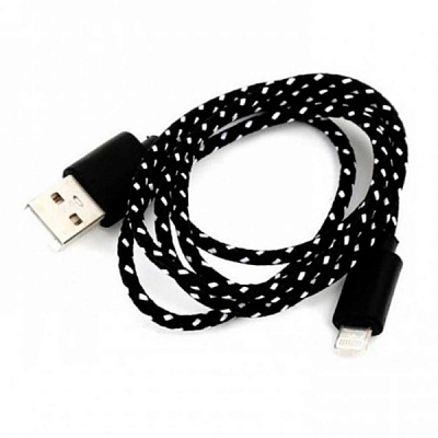 Дата-кабель Smartbuy USB 8pin для Apple, нейлон, длина 1,0 м, черный, (iK-512n black) фото
