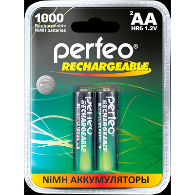 Аккумулятор Perfeo АА1000mAh/2BL пластик фото
