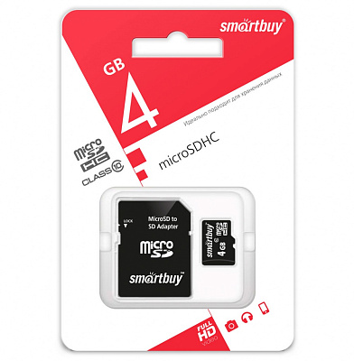 Micro SD Smartbuy  4GB Class 10 (с адаптером) фото
