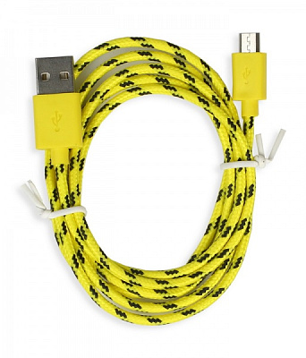 Дата-кабель Smartbuy USB - micro USB, нейлон, длина 1 м, желтый (iK-12n yellow) фото