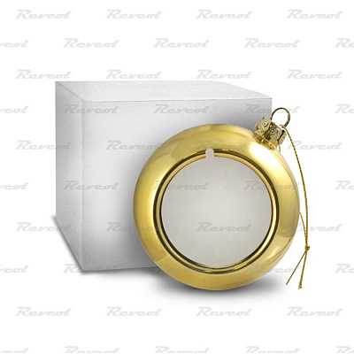 Шар елочный 8 см, диаметр, пластиковый, золотой, в упаковке, фото