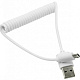 Дата-кабель Smartbuy USB - micro USB, спиральный, длина 1.0м, белый (iK-12sp white) фото