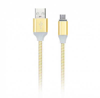 Дата-кабель Smartbuy USB - micro USB, с индикацией, 1м, золото, с мет. након.(iK-12ssgold)/100 фото