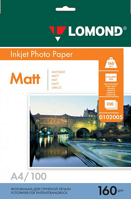 Фотобумага Lomond П0102005 21х30 Inkjet 160/А4/100 л матовая фото