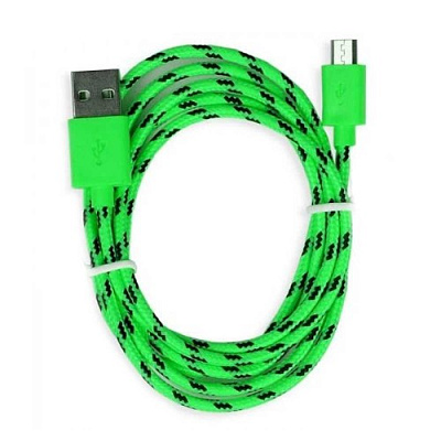 Дата-кабель Smartbuy USB - micro USB, нейлон, длина 1 м, зеленый (iK-12n green) фото