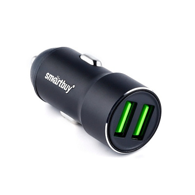 Автомобильное ЗУ Smartbuy быстрая зарядка 2.4 А 2 USB порта черное 12 Вт (SBP-1820) фото