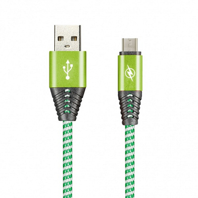 Дата-кабель Smartbuy MicroUSB HEDGEHOG зеленый 2 А 1 м (iK-12HH green)/100 фото