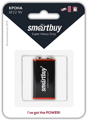 Батарейка Smartbuy солевая крона 6F22/1B (12/240) (SBBZ-9V01B) фото