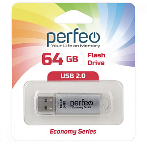 USB Perfeo 64GB E01 Silver economy series фото