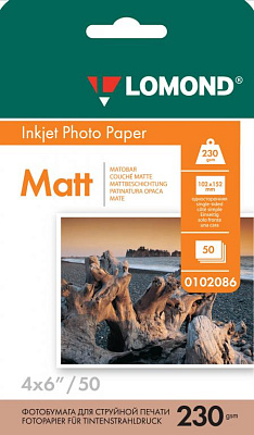 Фотобумага Lomond П0102086 Inkjet 10х15 А6 230 г/м2 односторонняя матовая (50л) фото