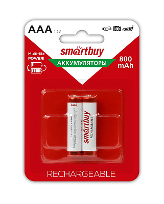Аккумулятор NiMh Smartbuy AAA/2BL 800 mAh (24/240) (SBBR-3A02BL800) фото