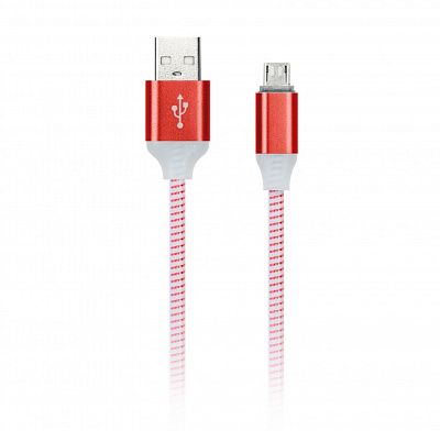 Дата-кабель Smartbuy USB - micro USB, с индикацией, 1м, красный, с мет. након.(iK-12ssbox red)/100 фото