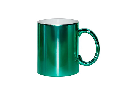 Кружка JP 330 мл цветная, керамическая зеленая зеркальный глянец фото
