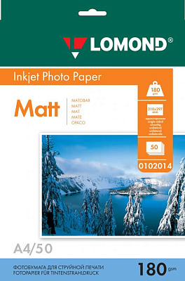 Фотобумага Lomond П0102014 21х30 Inkjet 180/A4/50 л матовая односторонняя фото