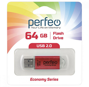 USB Perfeo 64GB E01 Red economy series фото