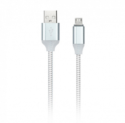 Дата-кабель Smartbuy USB - micro USB, с индикацией, 1м, белый, с мет. након.(iK-12sswhite)/100 фото