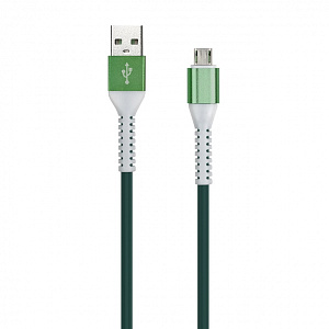 Дата-кабель Smartbuy MicroUSB кабель в ТРЕ оплет. FLow3D, 1м. мет. нак., <2A, зел (IK-12FLbox green) фото