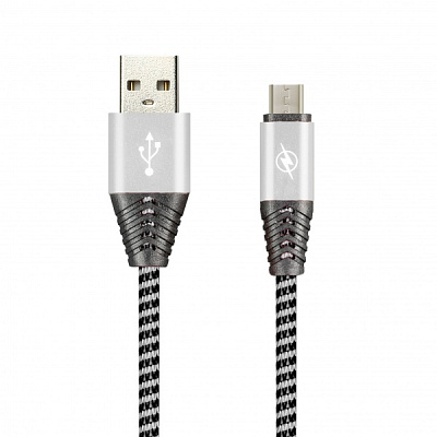 Дата-кабель Smartbuy MicroUSB HEDGEHOG серый 2 А 1 м (iK-12HH gray)/100 фото