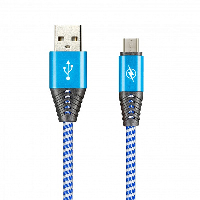 Дата-кабель Smartbuy MicroUSB HEDGEHOG синий 2 А 1 м (iK-12HH blue)/100 фото