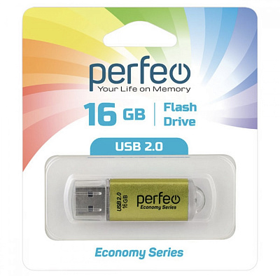 USB Perfeo 16GB E01 Gold economy series фото
