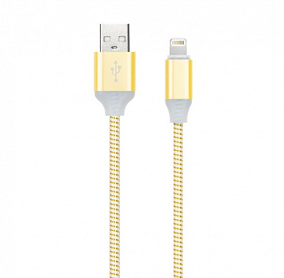 Дата-кабель Smartbuy USB 8pin, с индикацией, 1м, золото, с мет наконеч (iK-512ssbox gold)/100 фото