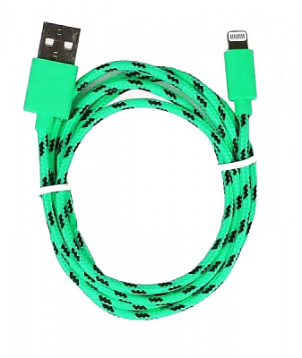 Дата-кабель Smartbuy USB 8pin для Apple, нейлон, длина 1,0 м, зеленый, (iK-512n green) фото