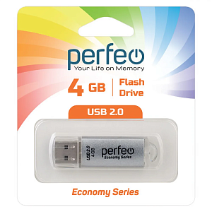 USB Perfeo 4GB E01 Silver economy series фото