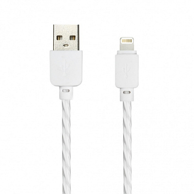 Дата-кабель Smartbuy USB 8pin SILICONE SPIRAL, белый, 1 м (iK-512SPS white)/100 фото