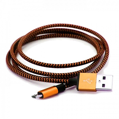 Дата-кабель Smartbuy USB - micro USB хлопок+металл. конн-р длина 1 м золотой (iK-12met gold)/100 фото