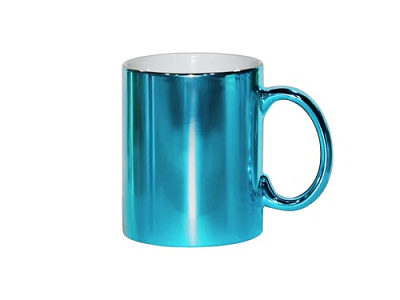 Кружка JP 330 мл цветная, керамическая голубая зеркальный глянец фото