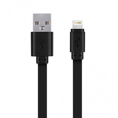 Дата-кабель Smartbuy USB - micro USB плоский резиновый длина 2.0 м 2А черный (iK-20r-2) фото