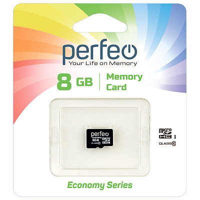 Карта памяти Perfeo microSD 8GB High-Capacity (Class 10) w/o Adapter economy series  фото