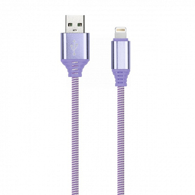 Дата-кабель Smartbuy 8pin кабель в нейлоновой оплетке Socks 1,0 м <2А фиолет. (iK-512NS violet) фото