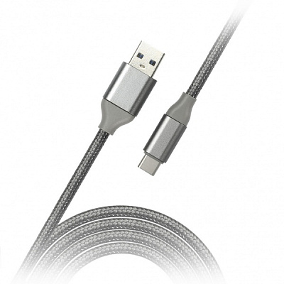 Дата-кабель Smartbuy USB 3.0 - USB Type C серебро хлопок длина 1 м (iK-3012silver)/60 фото