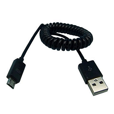 Дата-кабель Smartbuy USB - micro USB, спиральный, длина 1.0м, черный (iK-12sp black) фото