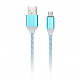 Дата-кабель Smartbuy USB - micro USB, с индикацией, 1м, синий, с мет. након.(iK-12ssbox blue)/100 фото